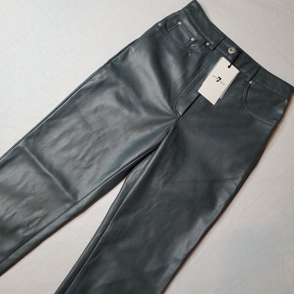 7 For All Mankind Womens Size XS NWT Faux Leather Ankle Pants Gray 81389